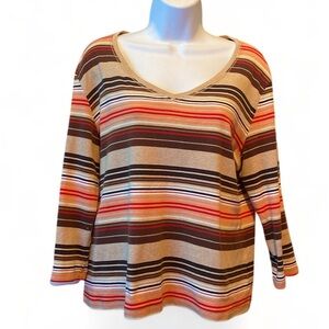 3/4 Sleeve Cotton Fall Colors Top